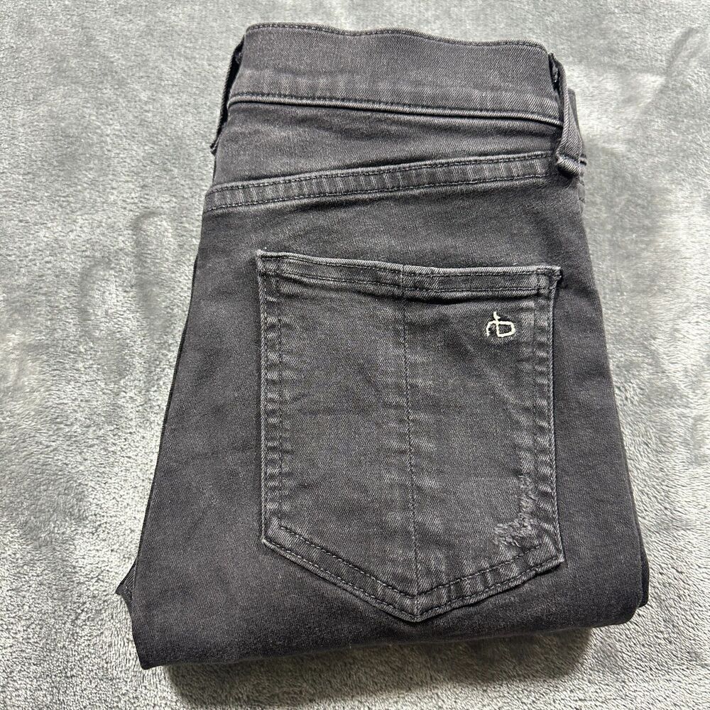 Rag & Bone Jeans Womens 27 Black Distressed High Rise Skinny Denim Raw Hem